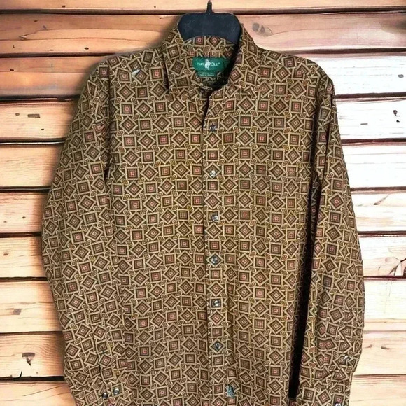 Hunt Club Men's Medium Brown Button-Up Shirt - 100% Cotton, Long Sleeve Shirt - Picture 1 of 3